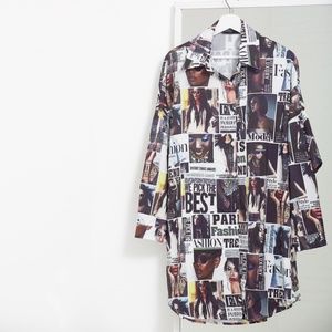 AKIRA fashion print, button down shirt dress